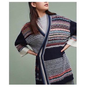 EUC Anthropologie Sleeping on Snow Navy Kimono Wrap Cardigan Size Small Oversize